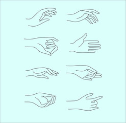 Wall Mural - vector icon and logo female beauty hand. editable outline stroke size. line flat contour, thin and l