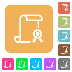 Sticker - Scroll with certificate on right rounded square flat icons