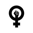 Icono plano símbolo feminista con puño en color negro