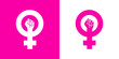 Icono plano símbolo feminista con puño en rosa y blanco