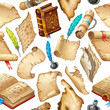 Background isometric books of magic spells and witchcraft, royal scrolls and parchments, old sheets of paper for computer game. Fairy tale icon in cartoon style. Isolated 3d vector illustration.