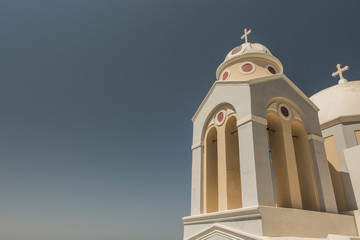 Santorini Fira, Greece - landscape with dome of church