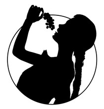 Girl Eating Grapes Silhouette