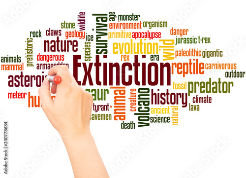 Fotografie, Obraz Extinction word cloud hand writing concept