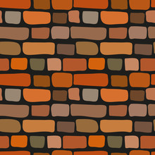 Simple Style Seamless Cute Cartoon Brick Wall Texture. Vector Red Bricks Tile. Old Stone Loft Pattern Illustration. Fun Retro Style Background. Quirky Hand Drawn Background Tile Texture Design Element