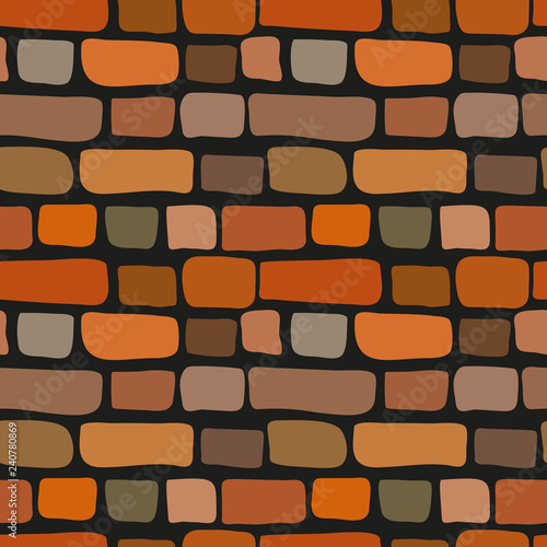 Simple Style Seamless Cute Cartoon Brick Wall Texture Vector Red