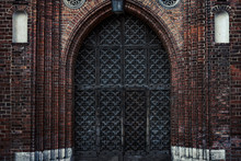 Big Old Wooden Gates To A Gothic Castle Or Cathedral (high Details And Hdr Effect)