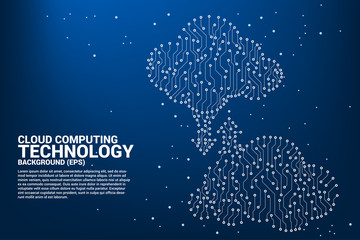 Poster - Cloud computing network technology circuit board graphic style : Concept of cloud server, Storage and data