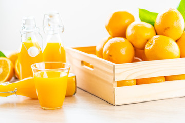 Canvas Print - Fresh orange juice for drink in bottle glass