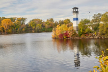 Lighthouse Sitting On The Bank Of The Mississippi River North Of