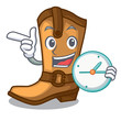 With clock cowboy boots isolated in the mascot
