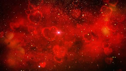 Wall Mural - valentine hearts sparkling red background 4k loop features a red atmosphere full of animated hearts,