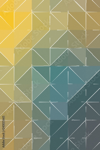 Useful abstract illustration of yellow, blue and black with thin white stroke...