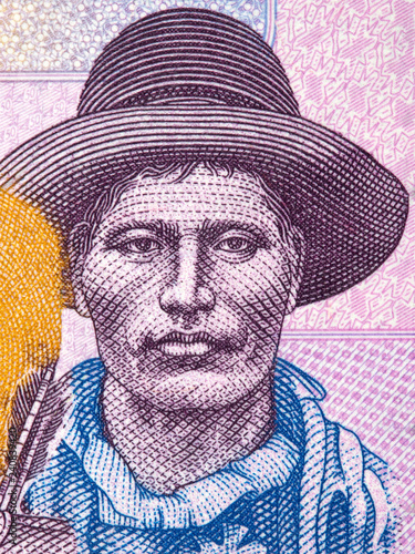 Fotografía Pablo Zarate portrait from Bolivian money