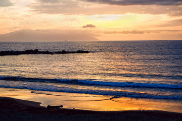 Sun Setting on the Atlantic Ocean in Tenerife Canary Island