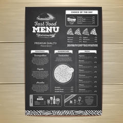 Wall Mural - Vintage chalk drawing fast food menu design. Sandwich sketch corporate identity