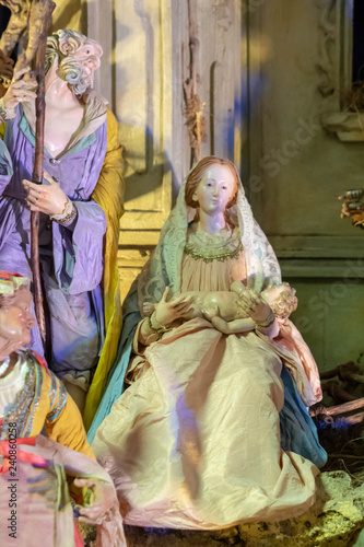 Creche De Noel Ancienne Elegante Creche De Noel Ancienne Avec Des Santons De Provence De Style Rococo Et Baroque Stock Photo Adobe Stock