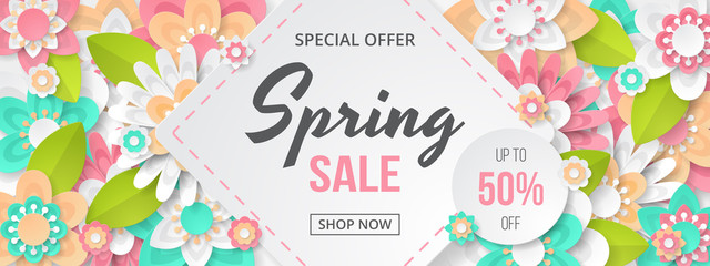 Wall Mural - spring sale banner with beautiful colorful flower. can be used for template, banners, wallpaper, fly