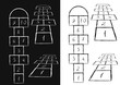 Bright hopscotch template. Vector illustration. Black on white, white on black