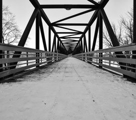 Wall Mural - Abandoned railroad bridge hiking trail in winter