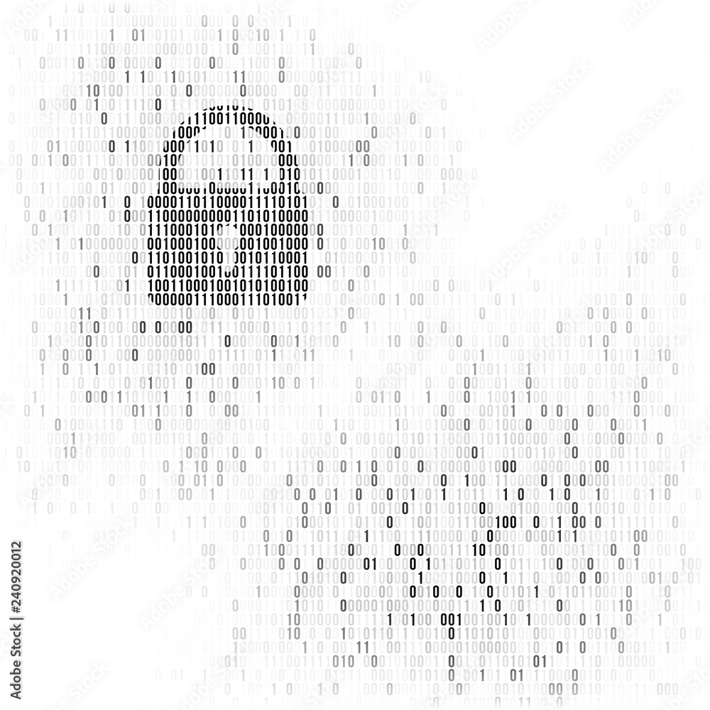 Digital lock guard sign. Binary code vector background with numbers one ...
