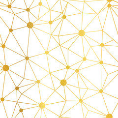 Gold white dots network vector seamless pattern. Great for technology inspired wallpaper, backgrounds, invitations, packaging design projects. Surface pattern design.