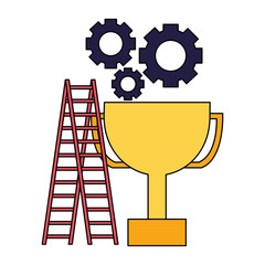 Sticker - business trophy stairs and gears