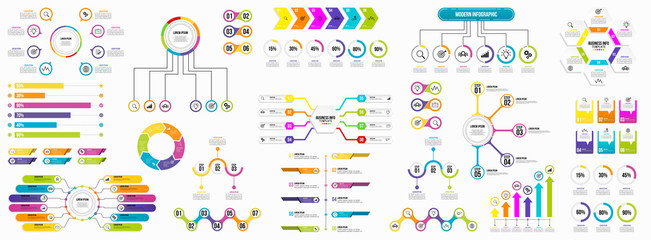 Wall Mural - set of infographics elements data visualization template design vector editable