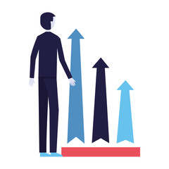 Wall Mural - businessman chart arrows growth