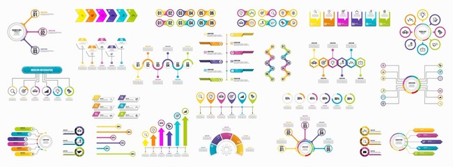 Wall Mural - Set of Infographics Elements Data Visualization Template Design Vector Editable