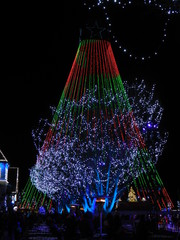 christmas tree with colorful lights and stars