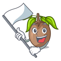 Poster - With flag slice sapodilla fruit on shape cartoon