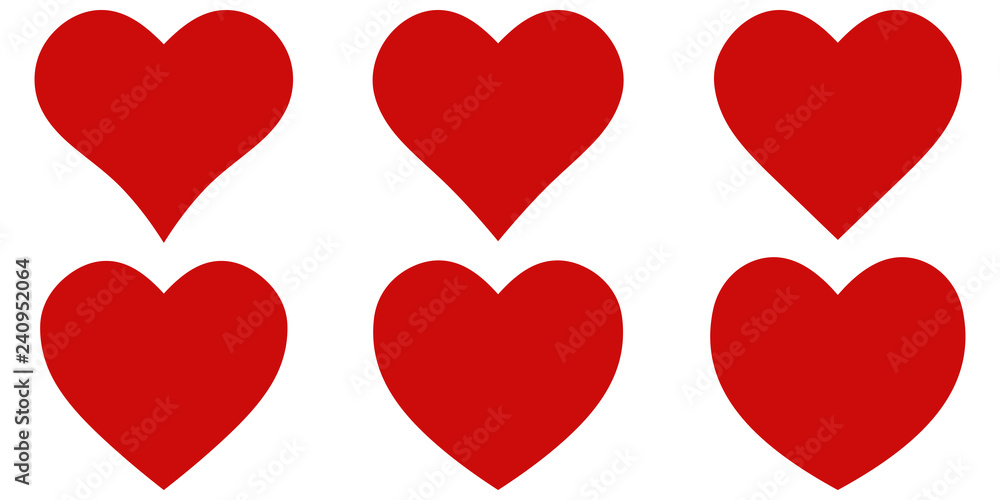 Set red shape heart icon, vector set heart shape, lovers on Valentines ...