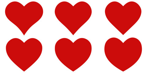 Set red shape heart icon, vector set heart shape, lovers on Valentines day