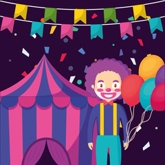 Poster - circus clown with balloons helium