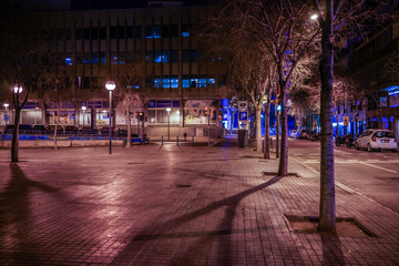 Street at night in Barcelona, Spain