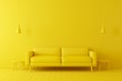 Leinwandbild Motiv Minimal concept. interior of living yellow tone on yellow floor and background.
