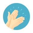Applause round icon. Hand gesture. Vector illustration in simple flat style.