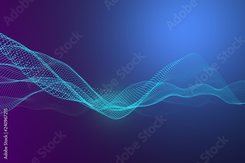 Fotografía Soft technology background. Network with glowing lines