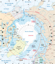 Map Of The Arctic Region, The Northwest Passage And The Northern Sea Route
