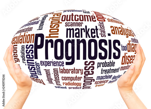 Fotografía Prognosis word cloud hand sphere concept