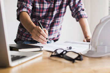 architect design and working on table in office