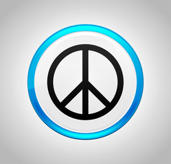 Peace sign icon round blue push button