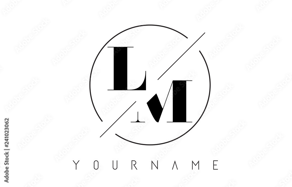LM Letter Logo with Cutted and Intersected Design - obrazy, fototapety, plakaty 