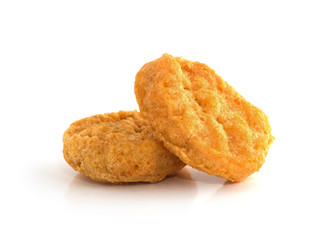 Wall Mural - Fried chicken nuggets isolated on white