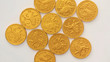 Lucky gold chocolate coins penny
