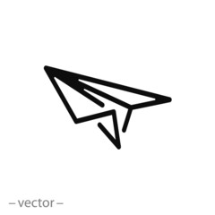 Wall Mural - Paper airplane icon, line sign vector illustration of Eps10