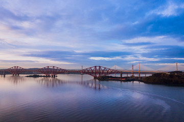 Wall Mural - Three bridges, Forth railway Bridge, Forth Road Bridge and Queensferry Crossing, over Firth of Forth near Queensferry in Scotland