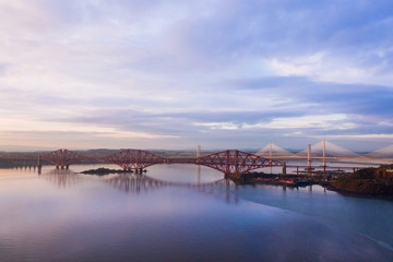 Wall Mural - Three bridges, Forth railway Bridge, Forth Road Bridge and Queensferry Crossing, over Firth of Forth near Queensferry in Scotland