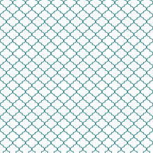 Quatrefoil Seamless Pattern - Minimalist Teal And White Quatrefoil Or Trellis Design